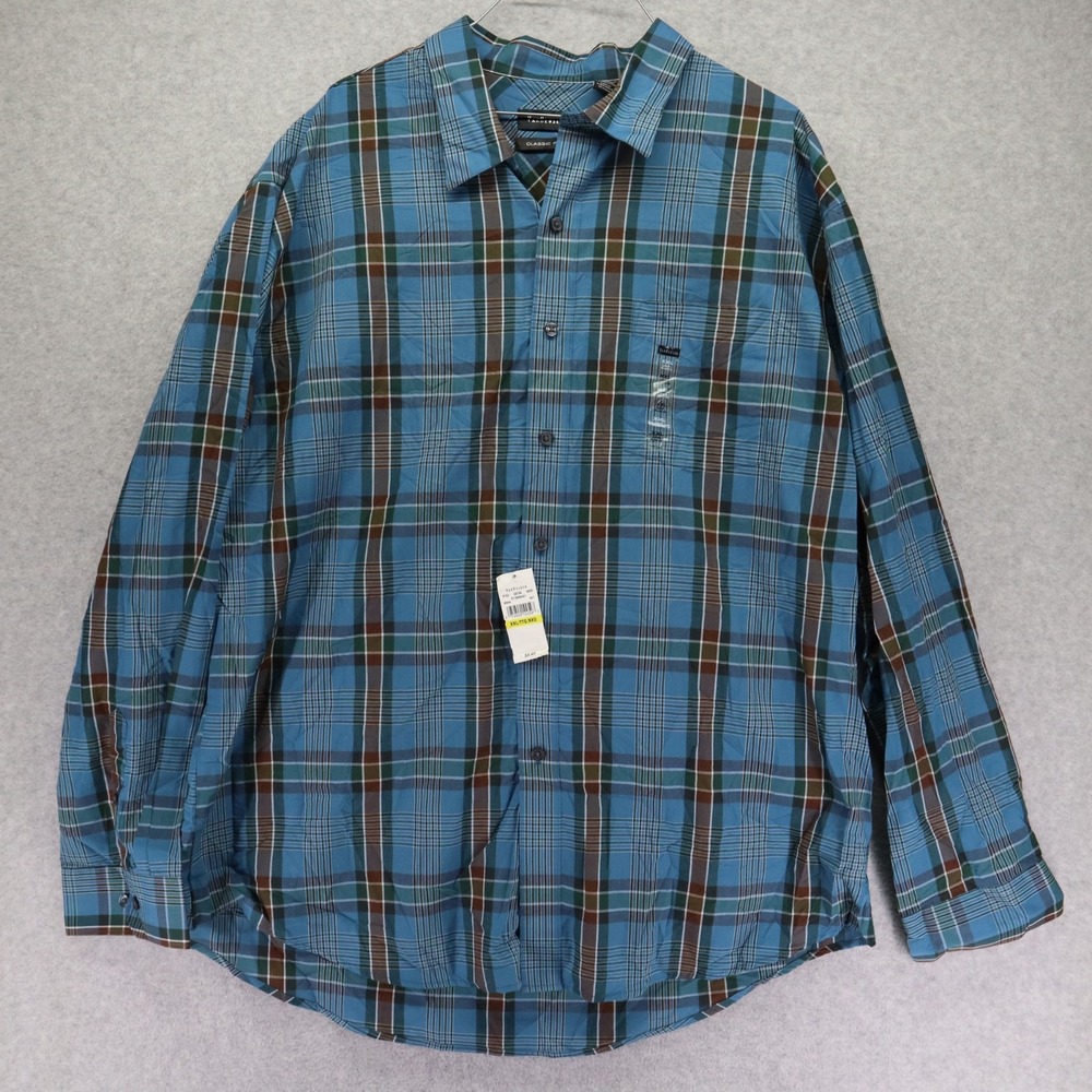 Van Heusen Shirt Mens 2XL XXL 18-18.5 Classic Fit Casual Button Up Long‎ Sleeve